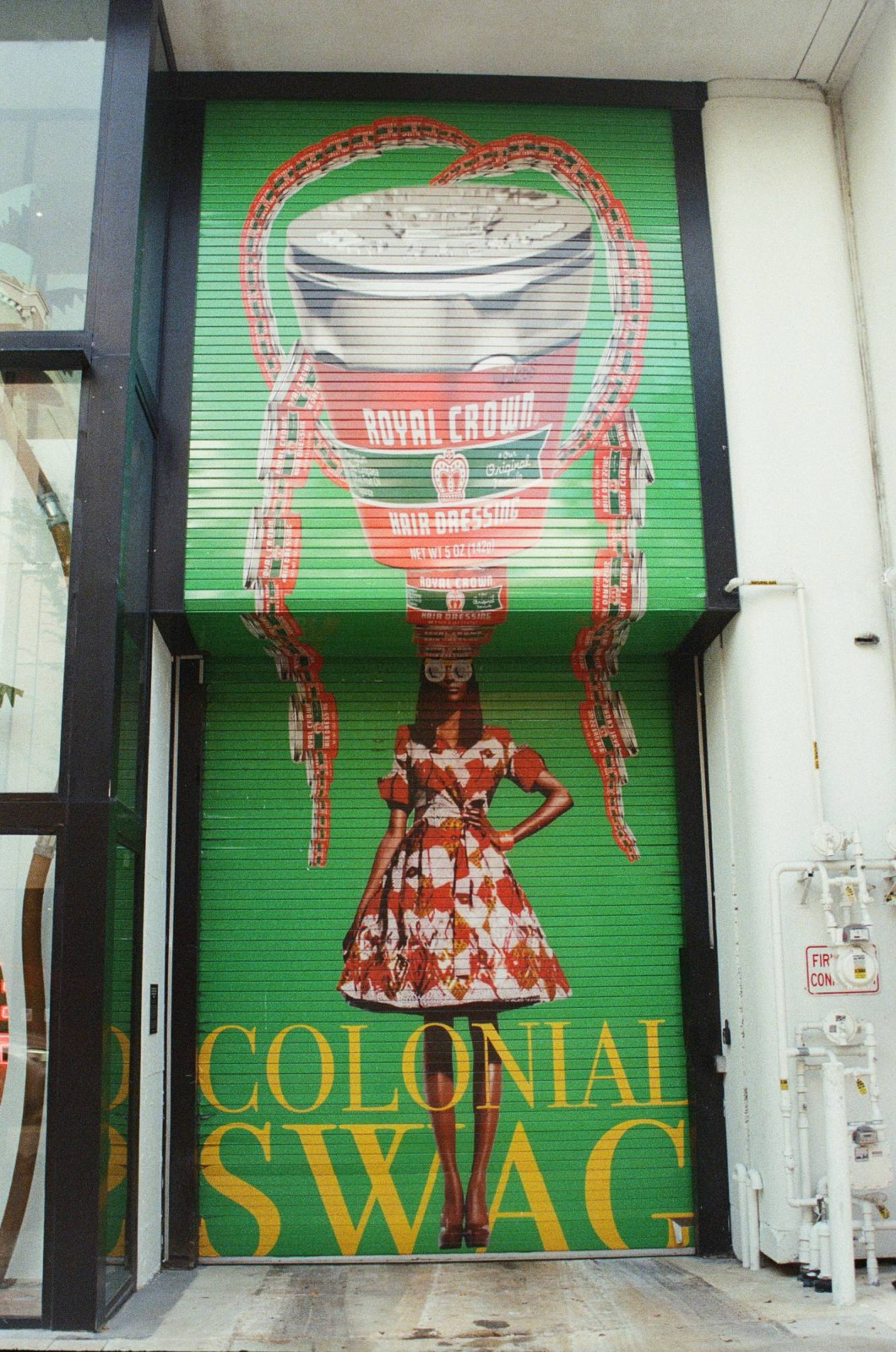 A painted shutter mural in New York, on film