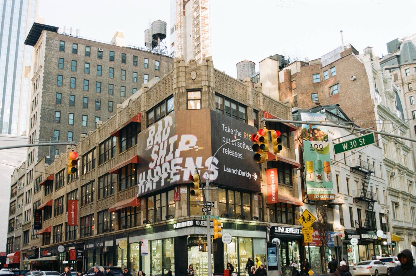 A corner on West 30th Street, New York, on film