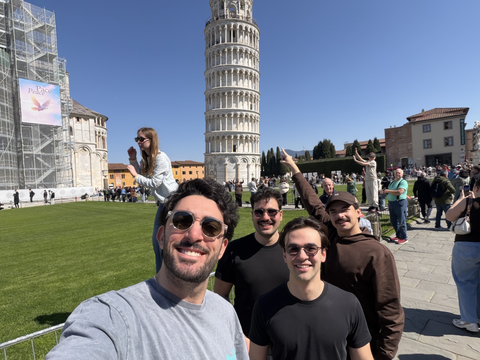 Friends at the Leaning Tower of Pisa
