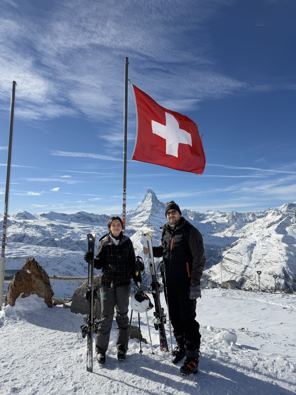 Skiing in Zermatt under the Matterhorn